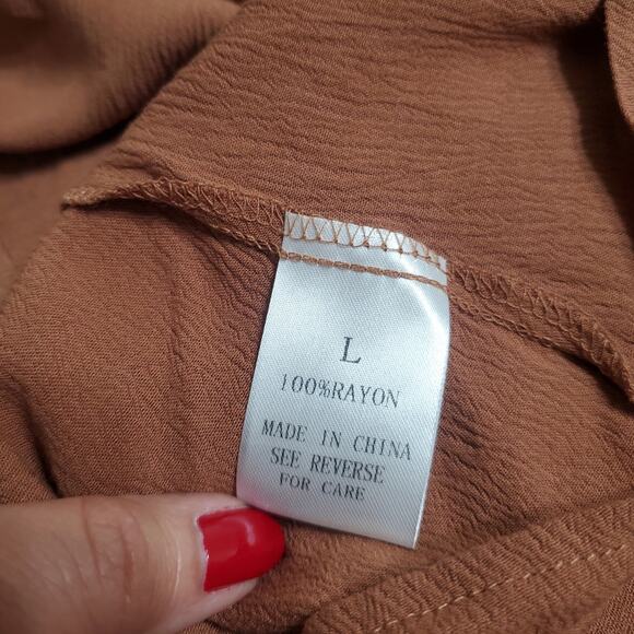 Wishlist Apparel Brown Maxi Dress Strappy Open Back Deep V Neck Flowy Large - Picture 12 of 14